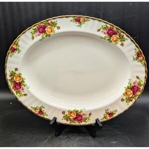 Vintage Royal Albert Old Country Roses 13" Oval Serving Platter Flower Floral